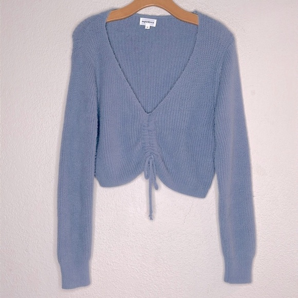 Revolve superdown Cropped Ruched Sweater Lilac Purple Size Medium - Picture 2 of 8